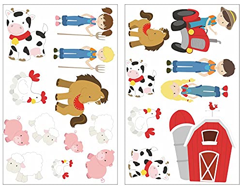 Samunshi® 20x Wandtattoo Bauernhof Set Wandbilder Kinderzimmer Deko Junge Wandtattoo Kinderzimmer Mädchen Wandsticker Kinderzimmer 2x 21x34cm von Samunshi