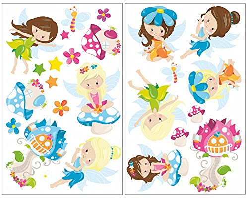 Samunshi® 24x Wandtattoo Fee Set Wandbilder Kinderzimmer Deko Junge Wandtattoo Kinderzimmer Mädchen Wandsticker Kinderzimmer 2x 16x26cm von Samunshi