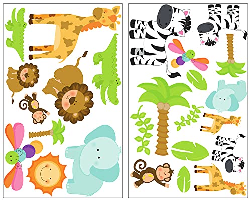 Samunshi® 25x Wandtattoo Safari Tiere Set Wandbilder Kinderzimmer Deko Junge Wandtattoo Kinderzimmer Mädchen Wandsticker Kinderzimmer 2x 27x43cm von Samunshi