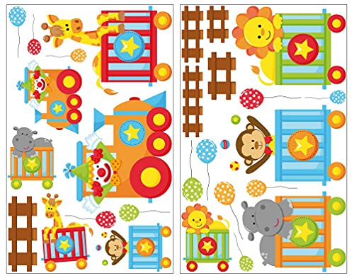 Samunshi® 27x Wandtattoo Tierzug Set Wandbilder Kinderzimmer Deko Junge Wandtattoo Kinderzimmer Mädchen Wandsticker Kinderzimmer 2x 21x34cm von Samunshi