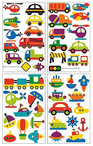 Samunshi® 45x Wandtattoo Verschiedene Fahrzeuge Set Wandbilder Kinderzimmer Deko Junge Wandtattoo Kinderzimmer Mädchen Wandsticker 4x 21x34cm von Samunshi