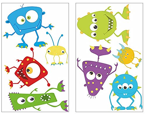 Samunshi® 8x Wandtattoo Grusel Monster Set Wandbilder Kinderzimmer Deko Junge Wandtattoo Kinderzimmer Mädchen Wandsticker Kinderzimmer 2x 16x26cm von Samunshi