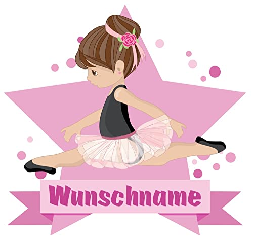 Samunshi® Ballerina Wandtattoo Türschild mit Name personalisierbar Kinderzimmer Türaufkleber Baby Wandaufkleber - 50x43cm mehrfarbig von Samunshi