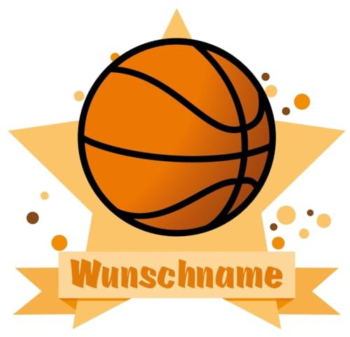 Samunshi® Basketball Wandtattoo Türschild mit Name personalisierbar Kinderzimmer Türaufkleber Baby Wandaufkleber - 40x35cm mehrfarbig von Samunshi