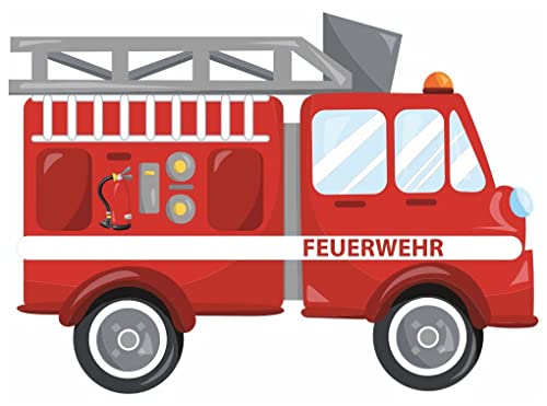 Samunshi® Cooles Feuerwehrauto Wandtattoo Feuerwehr Wandaufkleber Kinderzimmer - 60x43cm mehrfarbig von Samunshi