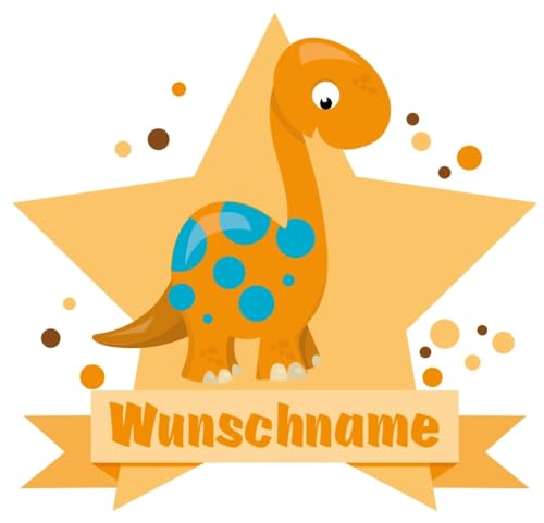 Samunshi® Dino Langhals Wandtattoo Türschild mit Name personalisierbar Kinderzimmer Türaufkleber Baby Wandaufkleber - 25x22cm mehrfarbig von Samunshi