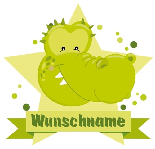 Samunshi® Krokodil Wandtattoo Türschild mit Name personalisierbar Kinderzimmer Türaufkleber Baby Wandaufkleber - 25x22cm mehrfarbig von Samunshi