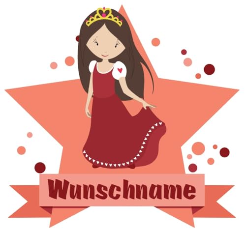 Samunshi® Prinzessin Wandtattoo Türschild mit Name personalisierbar Kinderzimmer Türaufkleber Baby Wandaufkleber - 40x35cm mehrfarbig von Samunshi