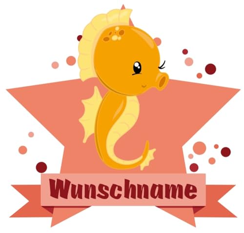 Samunshi® Seepferdchen Wandtattoo Türschild mit Name personalisierbar Kinderzimmer Türaufkleber Baby Wandaufkleber - 60x52cm mehrfarbig von Samunshi