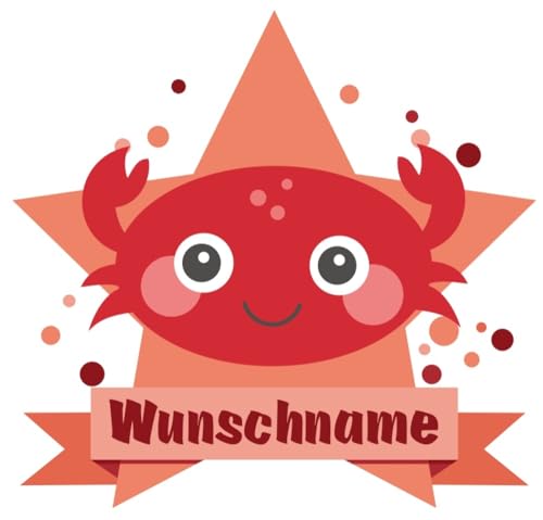 Samunshi® Süße Krabbe Wandtattoo Türschild mit Name personalisierbar Kinderzimmer Türaufkleber Baby Wandaufkleber - 50x43cm mehrfarbig von Samunshi