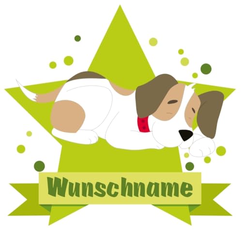 Samunshi® Süßer Hund Wandtattoo Türschild mit Name personalisierbar Kinderzimmer Türaufkleber Baby Wandaufkleber - 40x35cm mehrfarbig von Samunshi