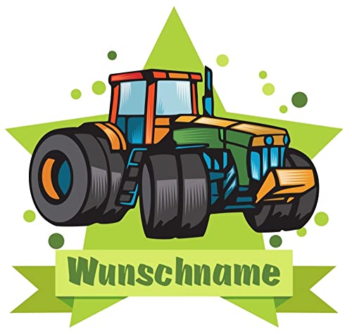 Samunshi® Traktor Türschild Wandtattoo mit Name personalisierbar Kinderzimmer Türaufkleber Baby Wandaufkleber - 25x22cm mehrfarbig von Samunshi