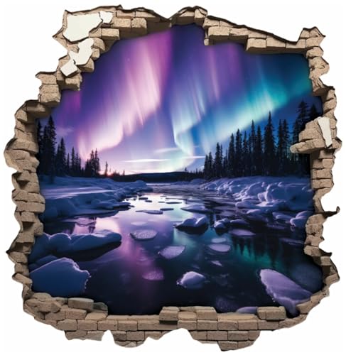 Samunshi® Wandtattoo Wandriss mit Polarlicht Aurora Fenster in andere Welt Portal Wanddekoration Wandsticker für Kinderzimmer Wohnzimmer Wanddeko 50 x 50cm von Samunshi