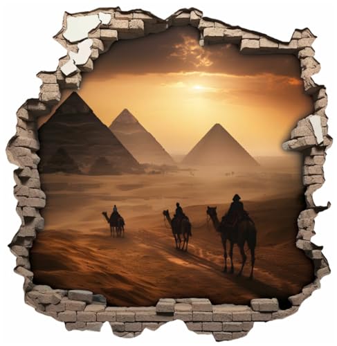 Samunshi® Wandtattoo Wandriss mit Pyramiden von Gizeh Ägypten Pharao Fenster in andere Welt Portal Wanddekoration Wandsticker für Kinderzimmer Wohnzimmer Wanddeko 50 x 50cm von Samunshi