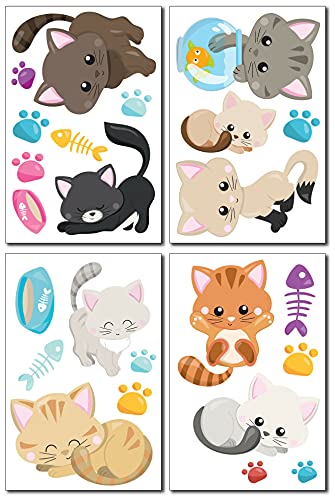 Samunshi® Wandtattoo Süße Katzen Set Wandbilder Kinderzimmer Deko Junge Wandtattoo Kinderzimmer Mädchen Wandsticker Kinderzimmer von Samunshi