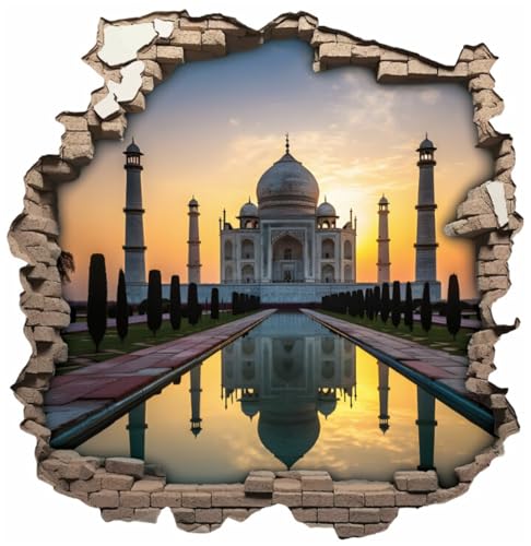 Samunshi® Wandtattoo Wandriss mit Taj Mahal Indien Fenster in andere Welt Portal Wanddekoration Wandsticker für Kinderzimmer Wohnzimmer Wanddeko 50 x 50cm von Samunshi