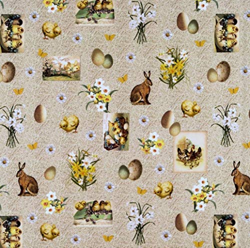 Sandner Tischdecke Ostern Mitteldecke Baumwolle Decke Osterdecke Osterdeko Bunt 85x85 cm (Beige, Braun, Bunt) von Sandner