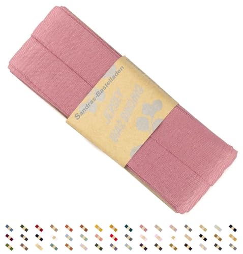 Sandras-Bastelladen Jersey Schrägband/Einfassband elastisch & gefalzt 3m x 20mm - 100% Viskose Alt Rosa von Sandras-Bastelladen