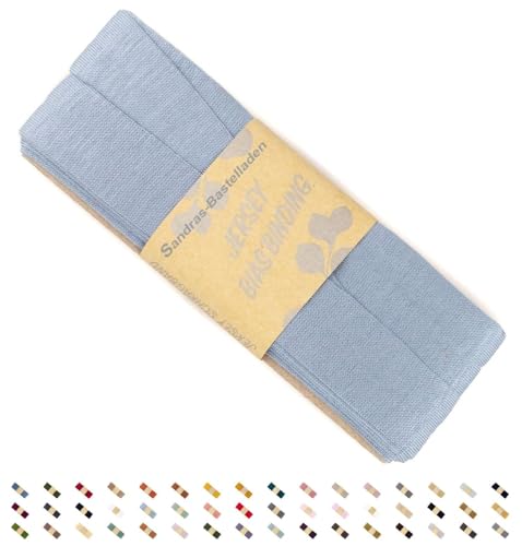 Sandras-Bastelladen Jersey Schrägband/Einfassband elastisch & gefalzt 3m x 20mm - 100% Viskose Jeansblau von Sandras-Bastelladen