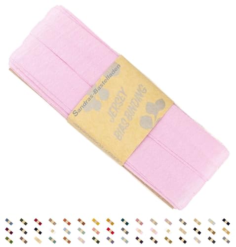 Sandras-Bastelladen Jersey Schrägband/Einfassband elastisch & gefalzt 3m x 20mm - 100% Viskose Rosa von Sandras-Bastelladen