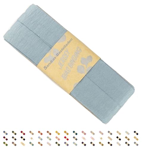 Sandras-Bastelladen Jersey Schrägband/Einfassband elastisch & gefalzt 3m x 20mm - 100% Viskose Taubenblau von Sandras-Bastelladen