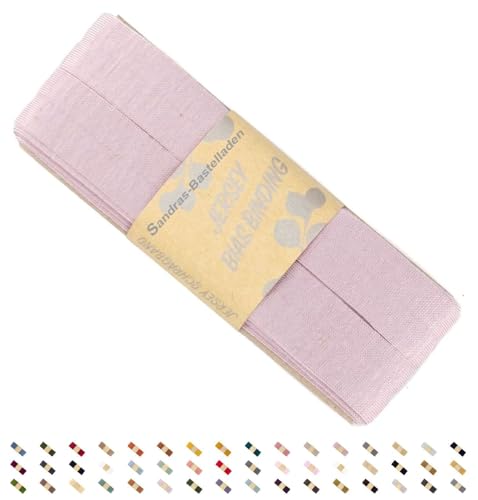 Sandras-Bastelladen Jersey Schrägband/Einfassband elastisch & gefalzt 3m x 20mm - 100% Viskose Washed Pink von Sandras-Bastelladen