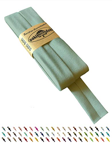 Sandras-Bastelladen Oaki Doki Schrägband/Einfassband Tricot de Luxe Jersey gefalzt 3m x 20mm 023-Mint von Sandras-Bastelladen