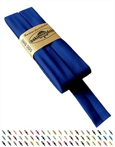 Sandras-Bastelladen Oaki Doki Schrägband/Einfassband Tricot de Luxe Jersey gefalzt 3m x 20mm 240-Royalblau von Sandras-Bastelladen