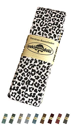 Sandras-Bastelladen Oaki Doki Schrägband/Einfassband Tricot de Luxe Jersey gefalzt 3m x 20mm 3003-Leopard Soft Rose von Sandras-Bastelladen