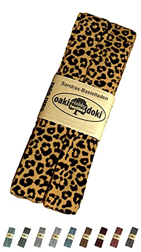 Sandras Bastelladen Oaki Doki Schrägband/Einfassband Tricot de Luxe Jersey gefalzt 3m x 20mm 3006-Leopard Ocker von Sandras Bastelladen