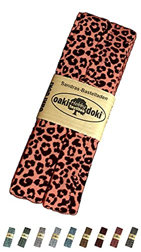 Sandras-Bastelladen Oaki Doki Schrägband/Einfassband Tricot de Luxe Jersey gefalzt 3m x 20mm 3008-Leopard Marsala von Sandras-Bastelladen