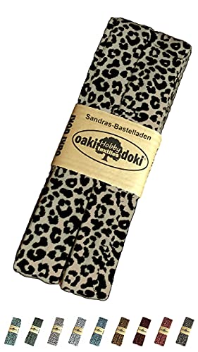 Sandras Bastelladen Oaki Doki Schrägband/Einfassband Tricot de Luxe Jersey gefalzt 3m x 20mm 3009-Leopard Sand von Sandras Bastelladen