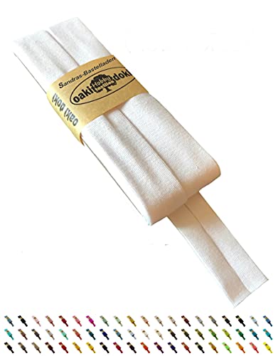 Sandras Bastelladen Oaki Doki Schrägband/Einfassband Tricot de Luxe Jersey gefalzt 3m x 20mm 310-Off White von Sandras Bastelladen