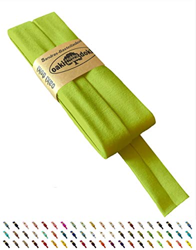 Sandras-Bastelladen Oaki Doki Schrägband/Einfassband Tricot de Luxe Jersey gefalzt 3m x 20mm 448-Grasgrün von Sandras-Bastelladen