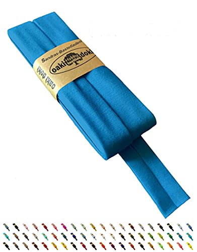 Sandras Bastelladen Oaki Doki Schrägband/Einfassband Tricot de Luxe Jersey gefalzt 3m x 20mm 471-Aquamarine von Sandras Bastelladen