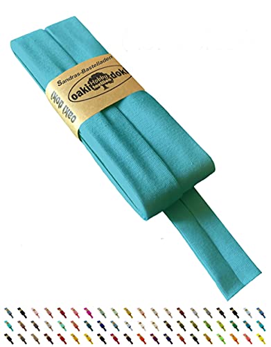 Sandras Bastelladen Oaki Doki Schrägband/Einfassband Tricot de Luxe Jersey gefalzt 3m x 20mm 473-Cyan von Sandras Bastelladen