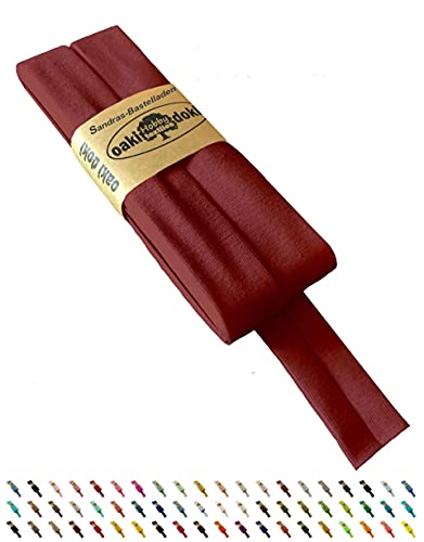 Sandras-Bastelladen Oaki Doki Schrägband/Einfassband Tricot de Luxe Jersey gefalzt 3m x 20mm 599-Rostbraun von Sandras-Bastelladen