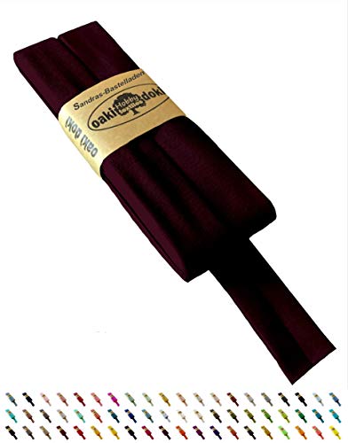 Sandras-Bastelladen Oaki Doki Schrägband/Einfassband Tricot de Luxe Jersey gefalzt 3m x 20mm 815-Bordeaux von Sandras-Bastelladen