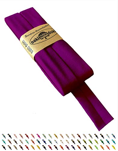 Sandras-Bastelladen Oaki Doki Schrägband/Einfassband Tricot de Luxe Jersey gefalzt 3m x 20mm 946-Violett von Sandras-Bastelladen