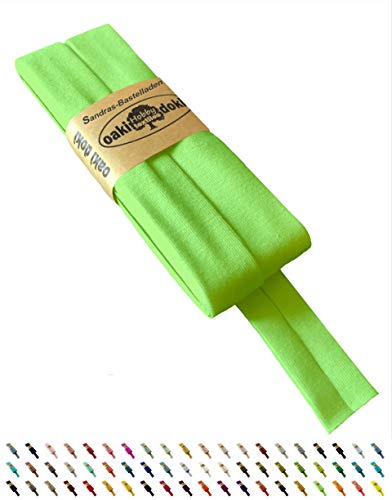 Sandras-Bastelladen Oaki Doki Schrägband/Einfassband Tricot de Luxe Jersey gefalzt 3m x 20mm 951-Neongrün von Sandras-Bastelladen