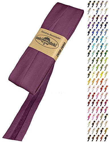 Sandras-Bastelladen Schrägband/Einfassband Baumwolle Uni gefalzt 5m x 20mm 150-Bordeauxviolett von Sandras-Bastelladen