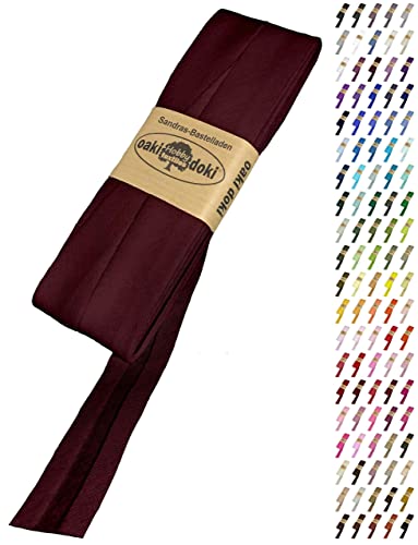 Sandras Bastelladen Schrägband/Einfassband Baumwolle Uni gefalzt 5m x 20mm 151-Bordeaux von Sandras Bastelladen