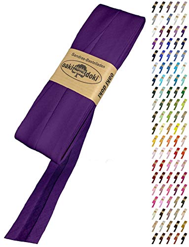 Sandras Bastelladen Schrägband/Einfassband Baumwolle Uni gefalzt 5m x 20mm 183-Violett von Sandras Bastelladen