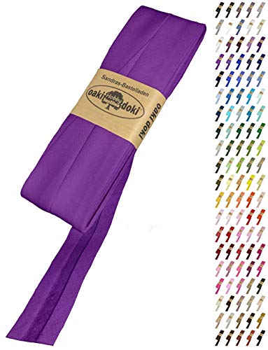 Sandras-Bastelladen Schrägband/Einfassband Baumwolle Uni gefalzt 5m x 20mm 188-Brillant Violett von Sandras-Bastelladen