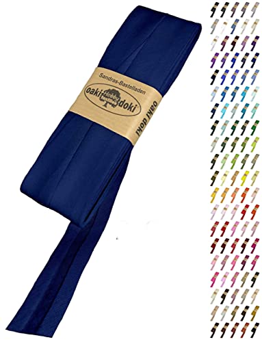 Sandras Bastelladen Schrägband/Einfassband Baumwolle Uni gefalzt 5m x 20mm 210-Marineblau von Sandras Bastelladen