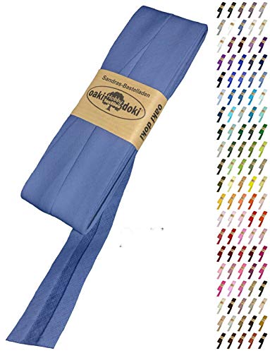 Sandras Bastelladen Schrägband/Einfassband Baumwolle Uni gefalzt 5m x 20mm 237-Jeansblau von Sandras Bastelladen