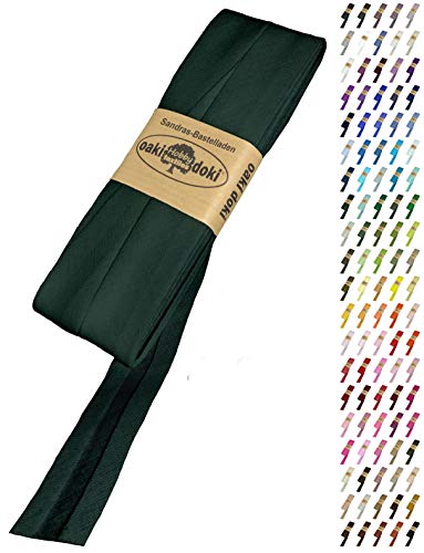 Sandras Bastelladen Schrägband/Einfassband Baumwolle Uni gefalzt 5m x 20mm 410-Waldgrün von Sandras Bastelladen