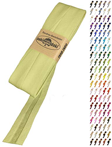 Sandras Bastelladen Schrägband/Einfassband Baumwolle Uni gefalzt 5m x 20mm 643-Gelbgrün von Sandras Bastelladen