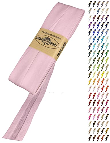 Sandras Bastelladen Schrägband/Einfassband Baumwolle Uni gefalzt 5m x 20mm 719-Pastellrosa von Sandras Bastelladen