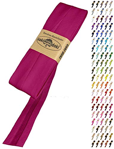 Sandras Bastelladen Schrägband/Einfassband Baumwolle Uni gefalzt 5m x 20mm 766-Pink von Sandras Bastelladen